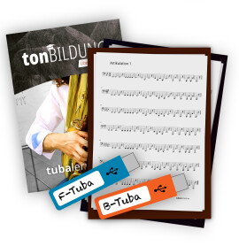Produktbild tonBildung Maxi-Bundle (B+F-Tuba):  2x Noten, 2x USB-Stick & Übetagebuch